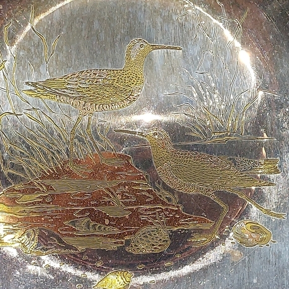Reed & Barton Damascene Silverplated Audubon Sandpiper Birds Plated Numbered. - Picture 3 of 8
